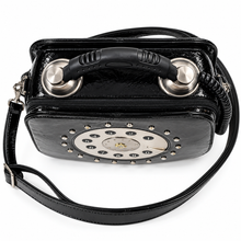 Load image into Gallery viewer, AMLIYA Retro Telephone Purse – Black Patent Crossbody Bag | top