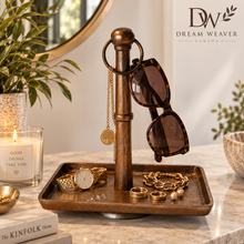 Charger l'image dans la galerie, Antique Copper Jewelry & Valet Tray with Ring Handle Imperfect DW