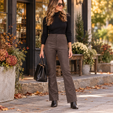 Charger l'image dans la galerie, Urban Outfitters High Waisted Faux Suede Flare Pants Charcoal Grey | Medium