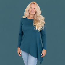Load image into Gallery viewer, Bamboo Asymmetric Hemline Flowy Top | Teal | Terrera