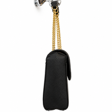 Charger l'image dans la galerie, Bebe Black Faux Leather Shoulder Bag with Gold Chain Strap side