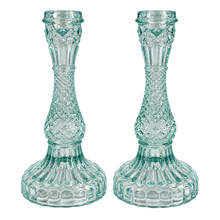 Load image into Gallery viewer, Bella Glass Taper Candle Holder | Large | Turquoise