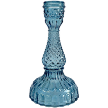 Load image into Gallery viewer, Bella Glass Taper Candle Holder | Small | Dark Blue