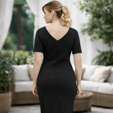 Charger l'image dans la galerie, Black Bamboo Knit Dress | Made in Canada back