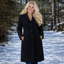 Load image into Gallery viewer, Black Dress Coat with Notch Collar 2