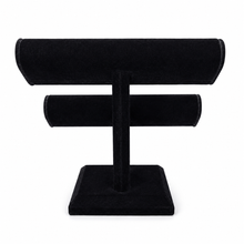 Charger l'image dans la galerie, Black Velvet Double-Tier Bracelet Display Stand – back