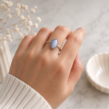 Load image into Gallery viewer, Blue Lace Agate Marquise Ring | Sterling Silver | Dream Weaver Canada2