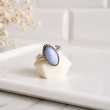 Load image into Gallery viewer, Blue Lace Agate Marquise Ring | Sterling Silver | Dream Weaver Canada3