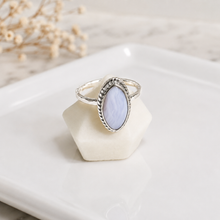 Load image into Gallery viewer, Blue Lace Agate Marquise Ring | Sterling Silver | Dream Weaver Canada