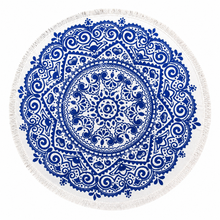 Load image into Gallery viewer, Blue & White Mosaic Round Rug | Dream Weaver Canada