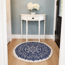 Load image into Gallery viewer, Blue & White Mosaic Round Rug | Dream Weaver Canada LS
