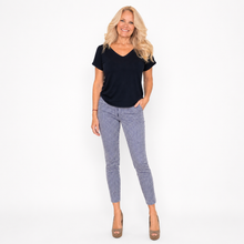 Load image into Gallery viewer, Blue & White Stripe Slim Ankle Pant