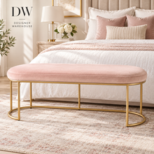 Load image into Gallery viewer, Blush Pink Velvet & Gold Oval Bench |Dream Weaver