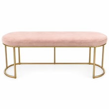 Load image into Gallery viewer, Blush Pink Velvet & Gold Oval Bench | Dream Weaver Canada