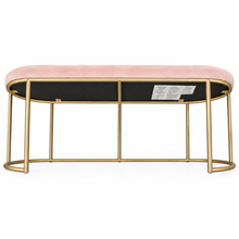Load image into Gallery viewer, ChatBlush Pink Velvet & Gold Oval Bench | Dream Weaver Canada side