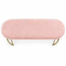 Load image into Gallery viewer, ChatBlush Pink Velvet & Gold Oval Bench | Dream Weaver Canada top