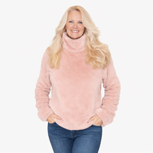 Load image into Gallery viewer, Faux Fur Top | Pink 1Blush Teddy Fleece Cowl Neck Pullover