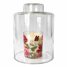 Load image into Gallery viewer, Clear Glass Display Cloche with Flat Top Handle – 8.75" Blush Peony