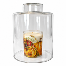 Load image into Gallery viewer, Clear Glass Display Cloche with Flat Top Handle – 8.75" Pumpkin Delight