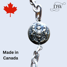 Load image into Gallery viewer, Vintage Canadian Coat of Arms Button Silver Bracelet