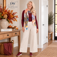Load image into Gallery viewer, Crew Neck Cotton Sweater | Merlot | Parkhurst with scarf