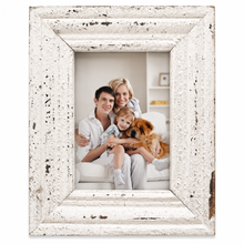 Load image into Gallery viewer, Distressed Antique White Wood Picture Frame 4x6 DW