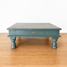 Load image into Gallery viewer, Distressed Wood Display Riser / Low Table – Grey Blue | Dream Weaver front 2