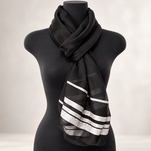 Load image into Gallery viewer, FRAAS Sheer Silk Evening Wrap | Black & Silver