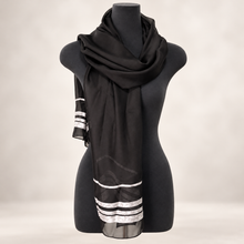 Load image into Gallery viewer, FRAAS Sheer Silk Evening Wrap | Black & Silver