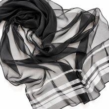 Load image into Gallery viewer, FRAAS Sheer Silk Evening Wrap | Black & Silver 3