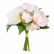 Load image into Gallery viewer, Faux Peony Bouquet | White, Cream & Blush – 7 Blooms | Dream Weaver