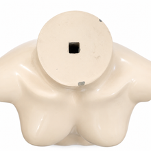 Charger l'image dans la galerie, A glossy cream-colored mannequin torso bust with a circular base featuring a square hole, photographed against a plain white background.