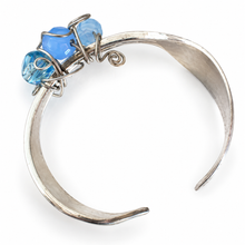 Load image into Gallery viewer, Handcrafted Vintage Silver Spoon Cuff Bracelet with Blue Glass Beads DW 3