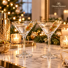 Load image into Gallery viewer, Clear Martini Glasses – 6" Tall | Set of 2 | Cocktail & Holiday Décor