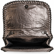 Charger l'image dans la galerie, INZI Blush Pink Metallic Crystal-Embellished Crossbody Clutch Bag open 2
