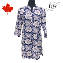 Charger l'image dans la galerie, Indigo Floral Cotton Beach Coverup | Dream Weaver Canada