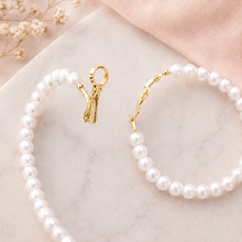 Load image into Gallery viewer, Large Pearl Hoop Earrings – Gold 65mm2