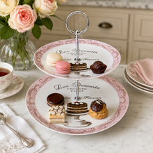 Load image into Gallery viewer, Les Desserts Paris 2-Tier Porcelain Cake Stand bottom | Dream Weaver DW