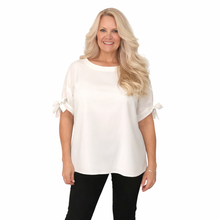 Load image into Gallery viewer, Linen Blouse with Sleeve Bow Ties | Cream | One Size