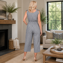Load image into Gallery viewer, Linen Jumpsuit | Grey/Cream Stripe2