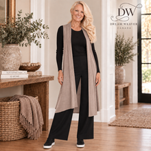 Load image into Gallery viewer, Long Flowy Layering Vest | Taupe | Made in Canada black