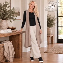 Load image into Gallery viewer, Long Flowy Layering Vest | Taupe | Made in Canada black & taupe