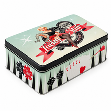 Load image into Gallery viewer, Lucky Star Vintage Casino Storage Tin – Pale Teal