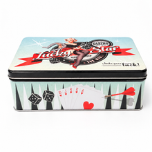 Load image into Gallery viewer, Lucky Star Vintage Casino Storage Tin – Pale Teal front 2