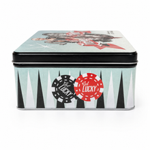 Load image into Gallery viewer, Lucky Star Vintage Casino Storage Tin – Pale Teal side 3
