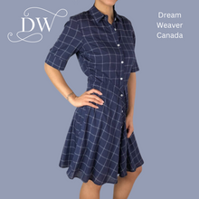 Load image into Gallery viewer, Oxford Navy Plaid Dress| Meemoza