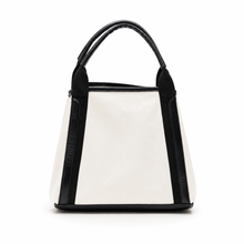 Charger l'image dans la galerie, Mia Tote Bag – Ivory Canvas & Black Vegan Leather | Pixie Mood2