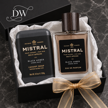 Charger l'image dans la galerie, Mistral Black Amber Cologne & Soap Gift Box | Dream Weaver Canada