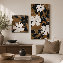 Load image into Gallery viewer, Modern Floral Canvas Wall Art – Black, Cream & Neutral – 38" Tall