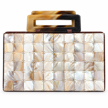 Load image into Gallery viewer, Mother of Pearl Mosaic Clutch Purse – Vintage Evening Handbag